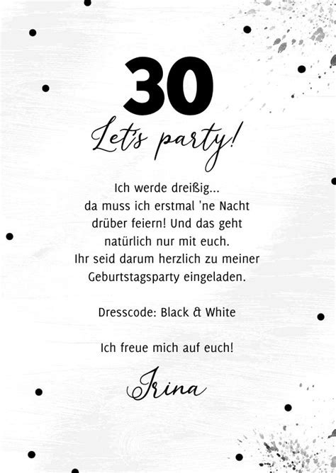 Einladung Mottoparty Black White Send A Smile