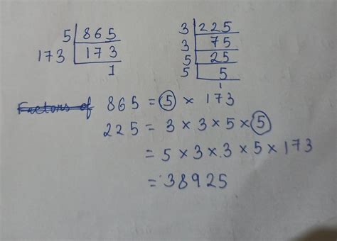 Find Lcm Of 865 225 By Prime Factorisation