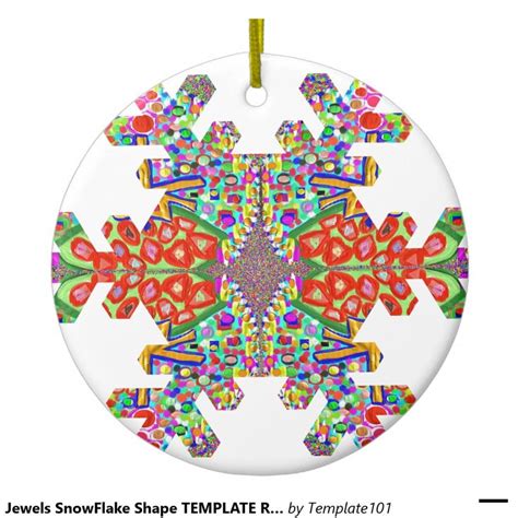 Jewels Snowflake Shape Template Resellers Festival Double Sided Ceramic Round Christmas Ornament