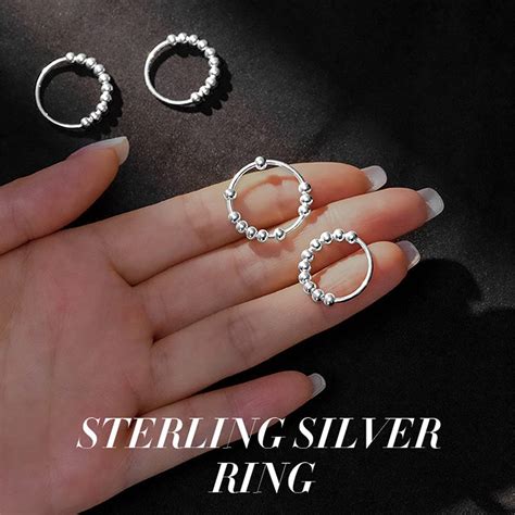 Hxxyilok Anxiety Ring 925 Sterling Silver Fidget Ring For Women Men