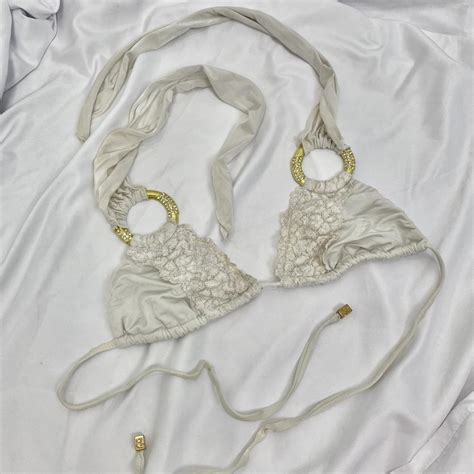 Y2k White Rhinestone Beach Bunny Bikini Top