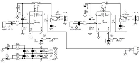 High Performance Stereo Audio Amplifier Using LM3886 Electronics Lab