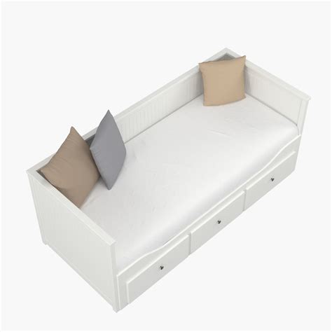 Hemnes Day Bed W 3 Drawers 2 Mattresses White Medium Firm01 Pbr 3d