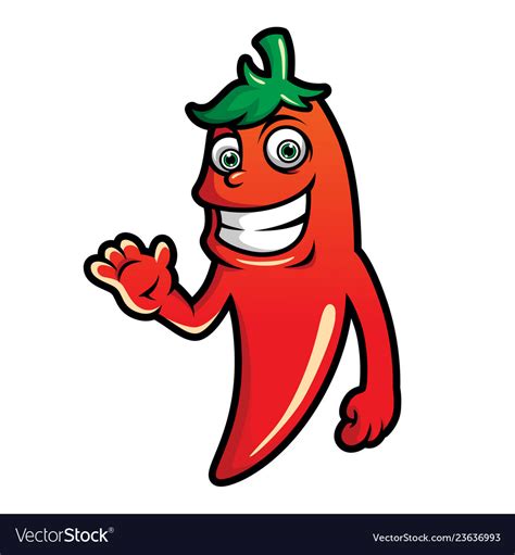 Cute Red Hot Chilli Pepper Character In Cartoon Vector Image