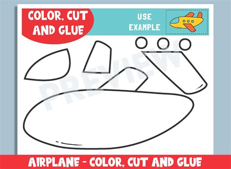 Airplane Craft Activity Color, Cut, and Glue for Prek to 2nd Grade, PDF ...