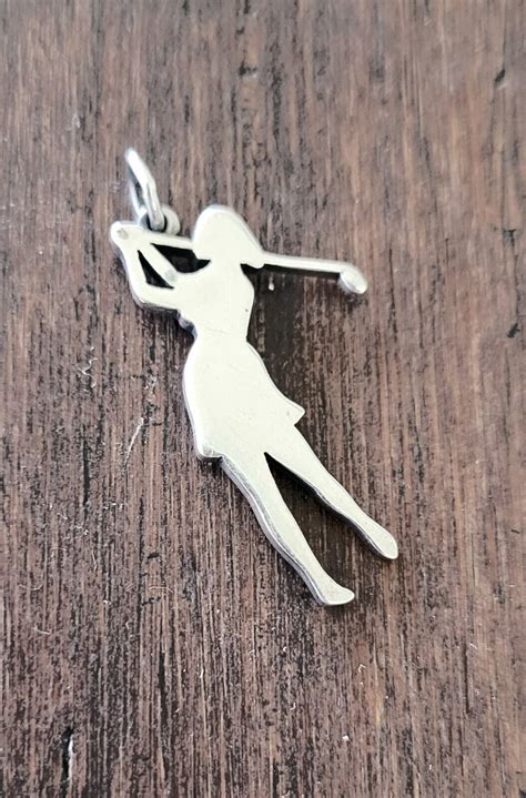 Retired James Avery Lady Golfer Pendant Vintage Piece Gem