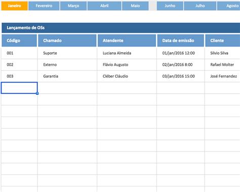 Planilha De Serviços Prestados