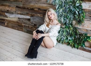 Beautiful Girl Sexy Blonde Jacket Posing Stock Photo Shutterstock