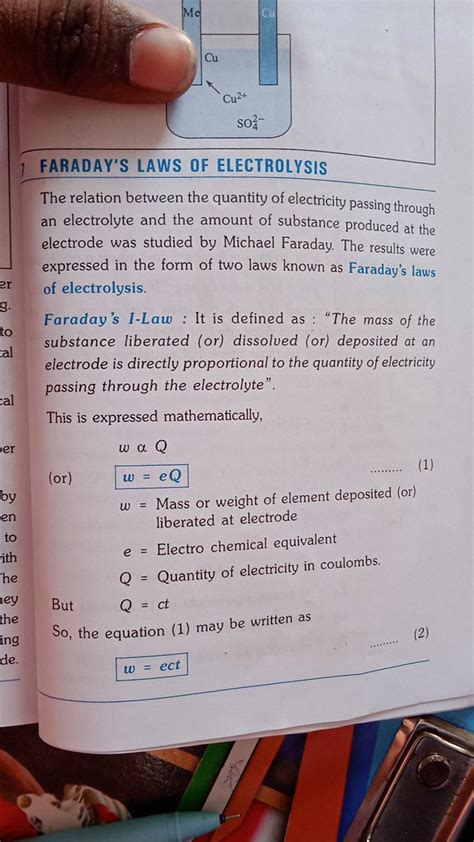 Faraday S Laws Of Electrolysisthe Relation Between The Quantity Of Ele