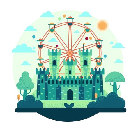 Premium Vector Ferris Wheel Spinning Vector Illustration Amusement Park