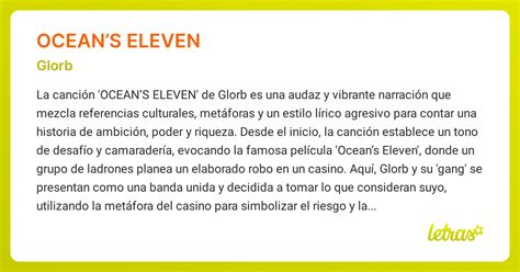 Significado De La Canción Oceans Eleven Glorb Letrascom