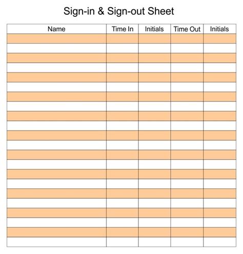 Printable Sign Out Sheet Template - Printables Template Free