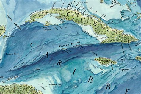 Map of Caribbean Islands, Caribbean Map, Caribbean Map Gift, Coastal ...