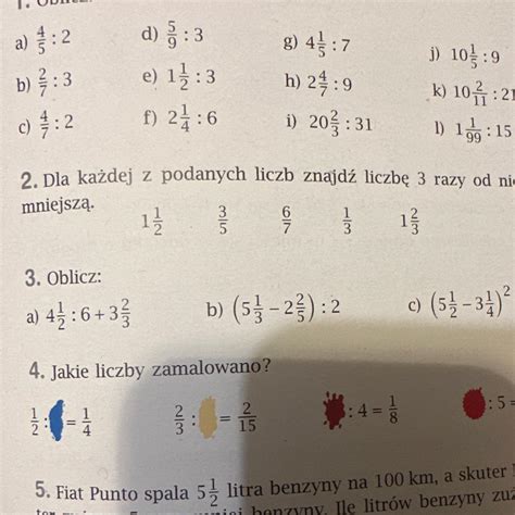 2 Dla każdej z podanych liczb znajdź liczbę 3 razy od niej mniejszą 1