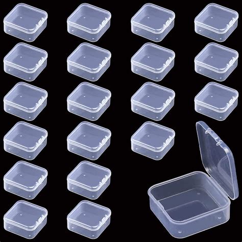 20 Pieces Small Clear Plastic Boxes Plastic Boxes With Square Lid Mini ...