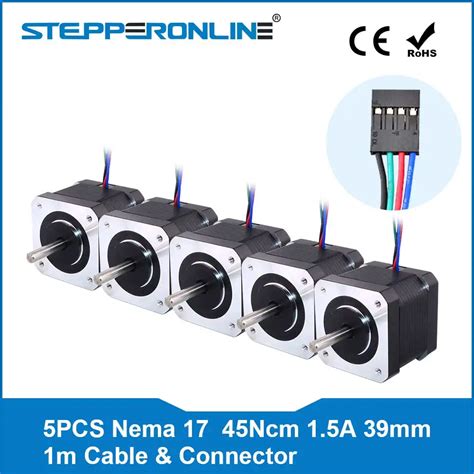 ฟรีเรือ 5 Pcs 4 ตะกั่ว Nema 17 Stepper Motor 42 Bygh 39 มม 15a