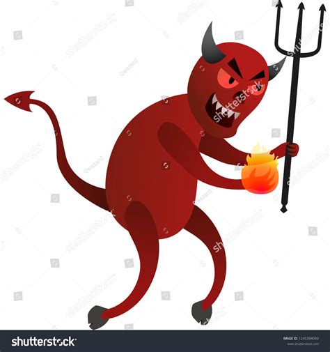 Red Devil Trident Flaming Hand Cartoon Vector De Stock Libre De