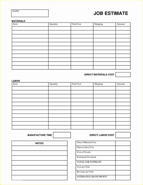 Flooring Estimate Template Excel