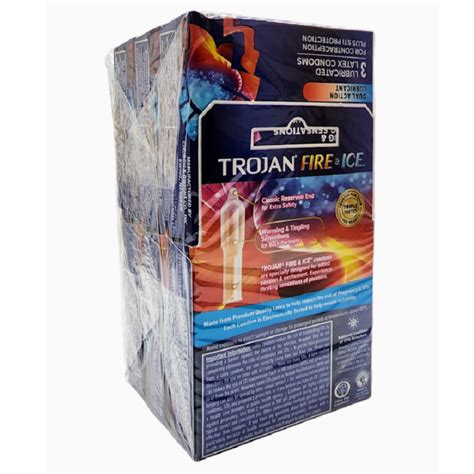 Trojan Fire And Ice Lubricated Premium Latex Condom Dual Action 6 X 3ct