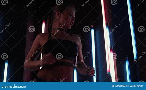 Fit Woman In Lingerie Dancing In Nightclub Stock Footage Video Of Sensual Allure