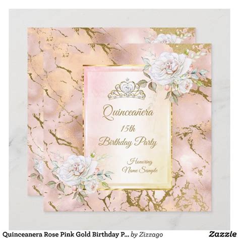 Invitaci N A Fiesta De Cumplea Os De Oro Rosado Pa Zazzle Es Pink