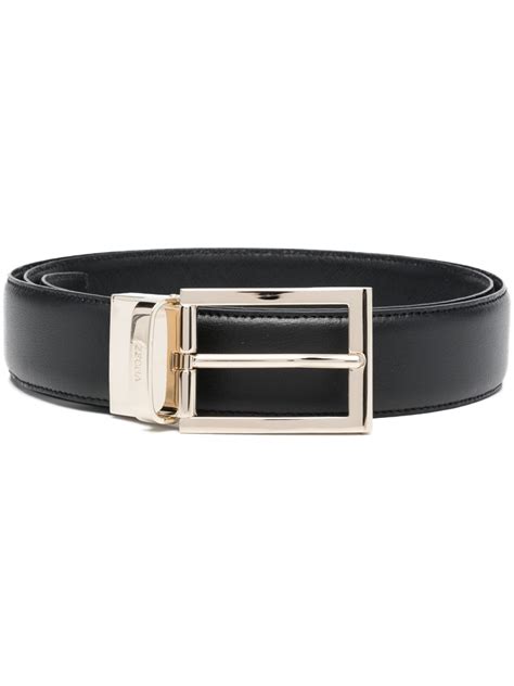 Zegna Engraved Logo Leather Belt Farfetch