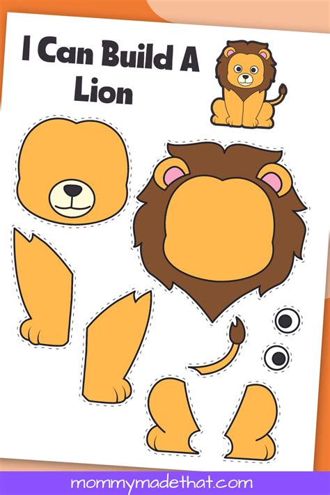 Build A Lion Craft Lion Cut Paste Lion Printable Craft Kids