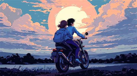 X Anime Girl And Boy On Bike P Resolution Hd K Wallpapers