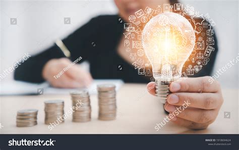 Woman Hand Hold Light Bulb Icons Stock Photo Shutterstock