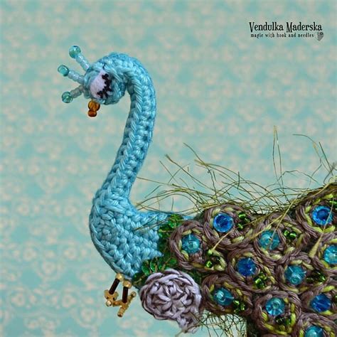 Crochet Pattern Peacock Brooch Diy Etsy