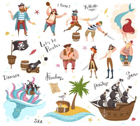 Corsairs Characters Cartoon Pirates Character Vector Image