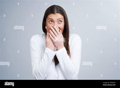 Isolated Picture Of Brunette Woman On White Background Stock Photo Alamy