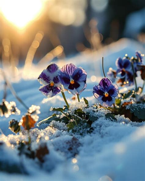 Premium Photo | Colorful Flowers on Snow Winter Aesthetic