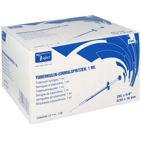 Tuberkulinspritze 1 ml mit Kanüle 25 G 100 St von Teqler