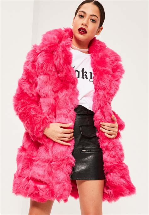 Missguided Hot Pink Bubble Faux Fur Coat Pink Fur Coat Bubble Coat Coat