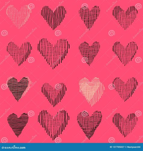 Beautiful Pink Vector Seamless Pattern Repeating Design With Hand