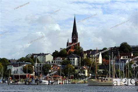 View across Flensburg Fjord, Flensburger Foerde, Schleswig-Holstein ...