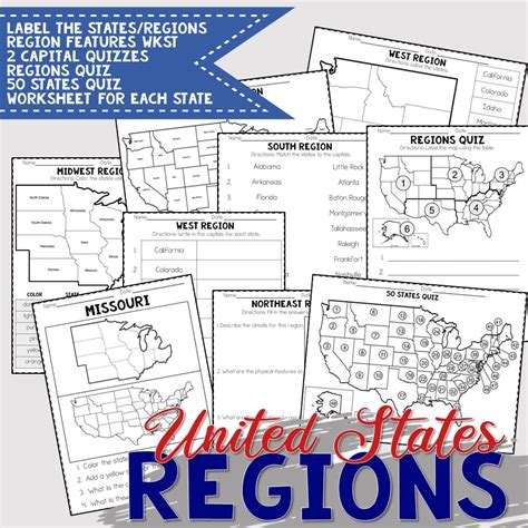 Printable Us Regions Worksheets