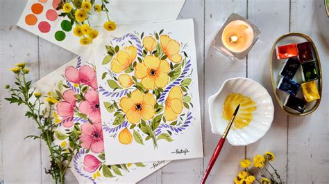 Aprenda A Pintar O Bouquet De Flores Em Aquarela Soltas E Alegres