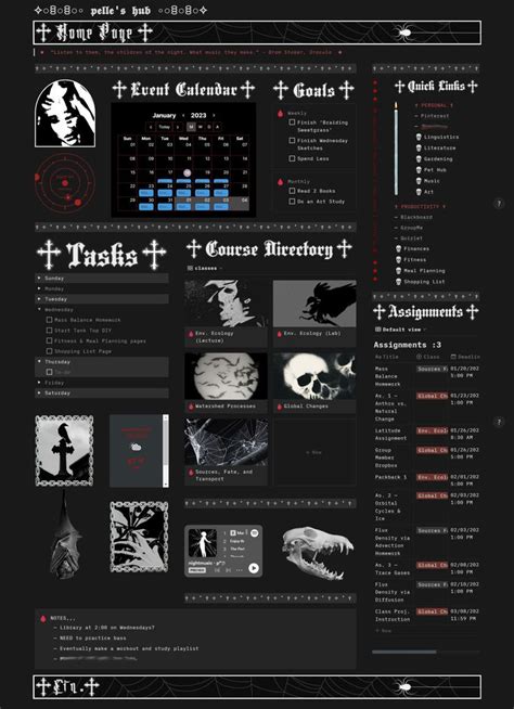 Gothic Notion Template Productivity Finances And Personal Etsy In