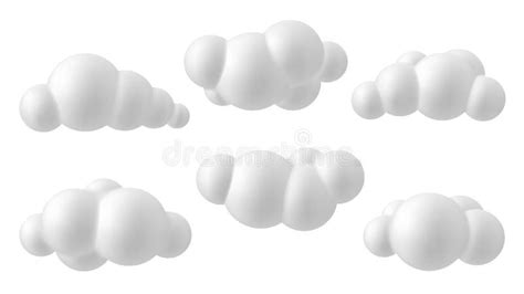 Conjunto De Nubes Blancas D Nubes Esponjosas Y Redondas Stock De