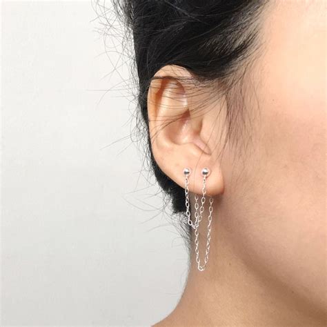 Double Piercing Earring Two Hole Earring Ear Jacket Ear Etsy Second