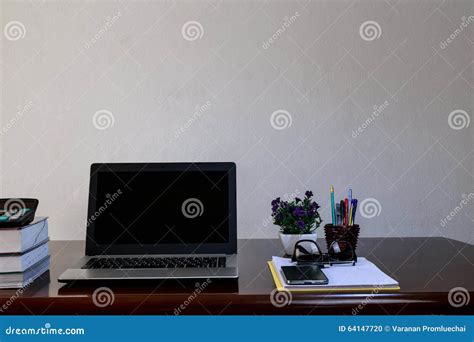 Office Desk With Laptop Stock Photo Image Of Room Business 64147720