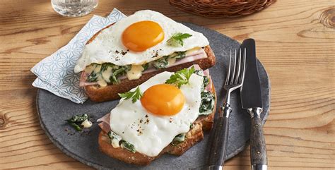 Zwanzig Abstammung Plus Toast Mit Ei Und Schinken In Der Pfanne Reifen