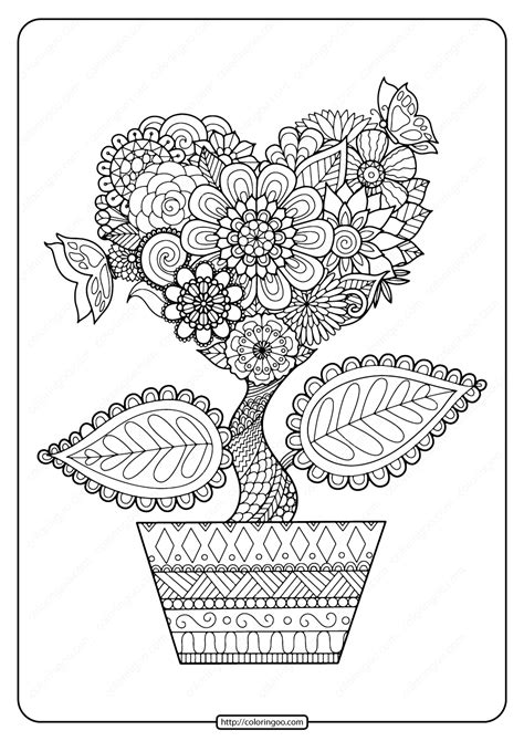 Heart With Flowers Coloring Pages