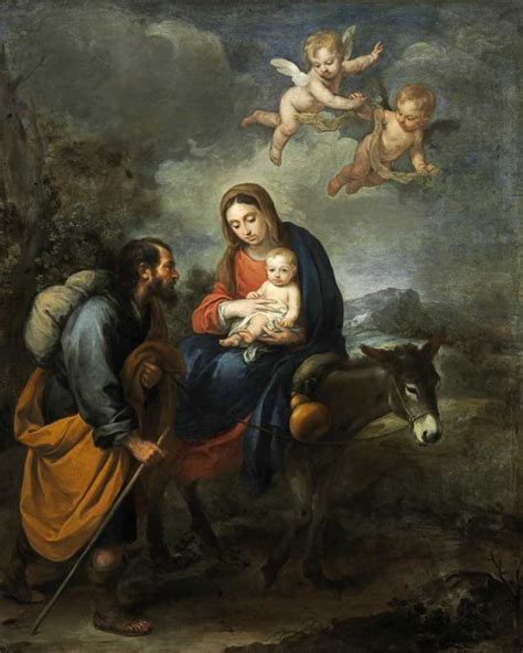 Fuga Para O Egito 1668 De Murillo Tela Para Quadro Na Santhatela