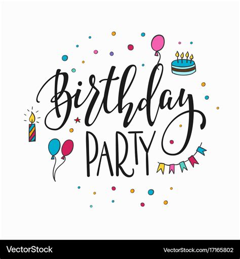 Happy Birthday Party Lettering Typography Vector Image