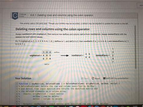 Solved Deleting Rows And Columns Using The Colon Chegg