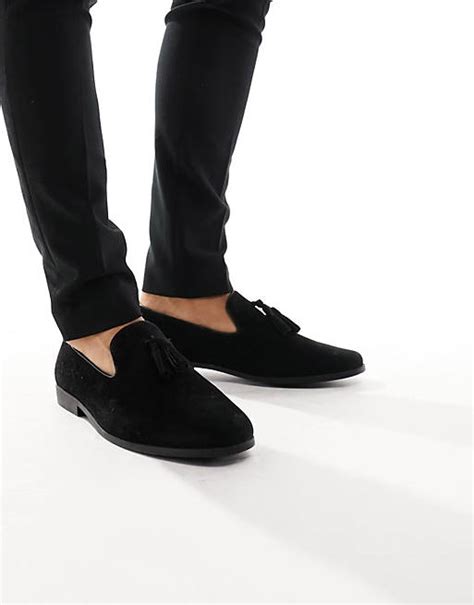 New Look Faux Suede Tassel Loafers In Black Asos