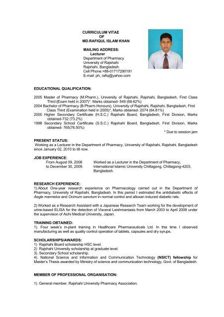 Resume Rajshahi University